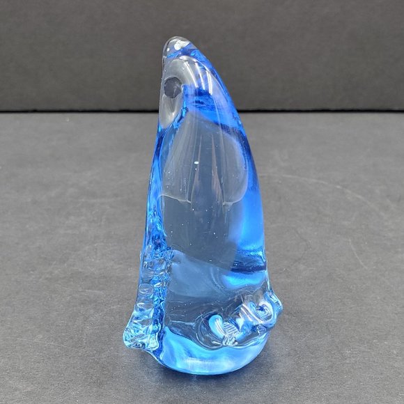 Blue Glass Penguin Paperweight Statue Figurine - Picture 8 of 8